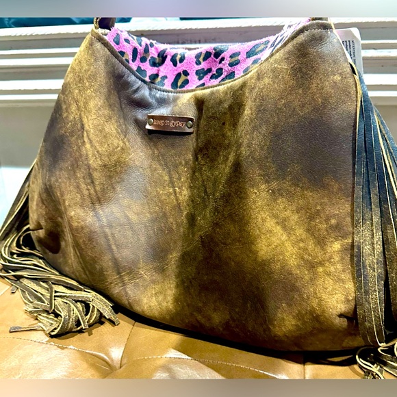 NWT Keep It Gypsy Pink Leopard & Hide Leather Trudy Bag Set - Picture 7 of 16